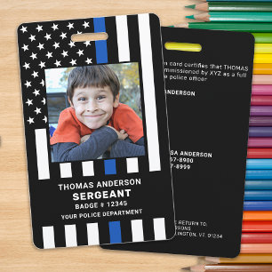 Badge Enfant ID Photo personnalisée Agent de police étud
