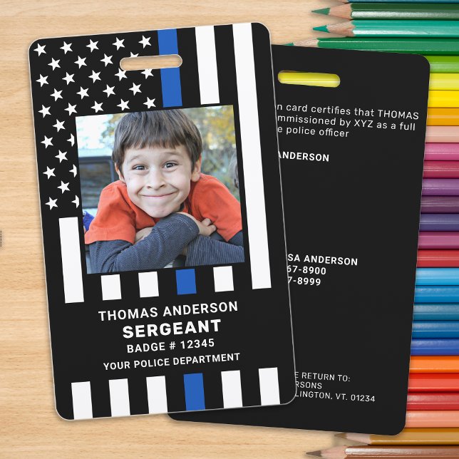 Badge Enfant ID Photo personnalisée Agent de police étud (Créateur téléchargé)