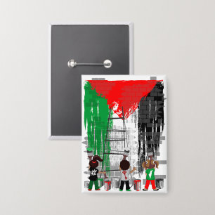 Badge Enfants de Gaza peignant le drapeau de la Palestin