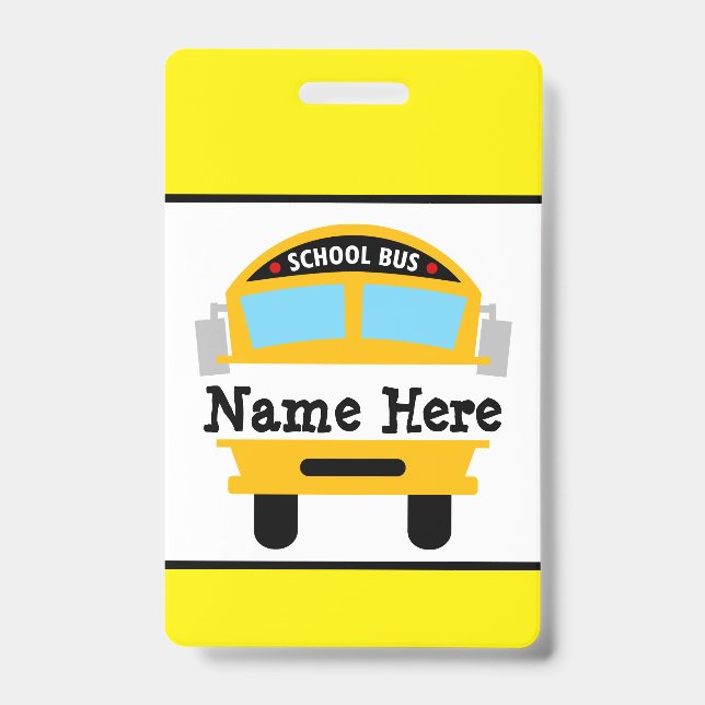 Badge Enfants Retour à l'école Bus Personnaliser le nom  (Avant)