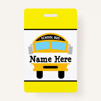 Badge Enfants Retour à l'école Bus Personnaliser le nom