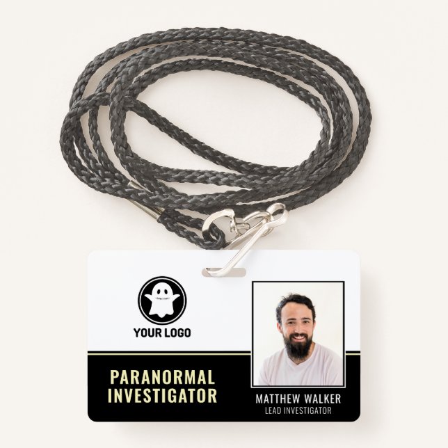 Badge Enquêteur paranormal Chasseur fantôme Photo ID Bad (Devant avec lanière)