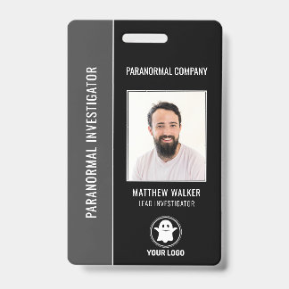 Badge Enquêteur paranormal Code QR Étiquette de nom Phot