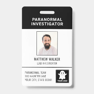 Badge Enquêteur paranormal Code QR Étiquette de nom Phot