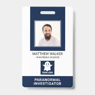 Badge Enquêteur paranormal Navy Blue Code QR Photo ID