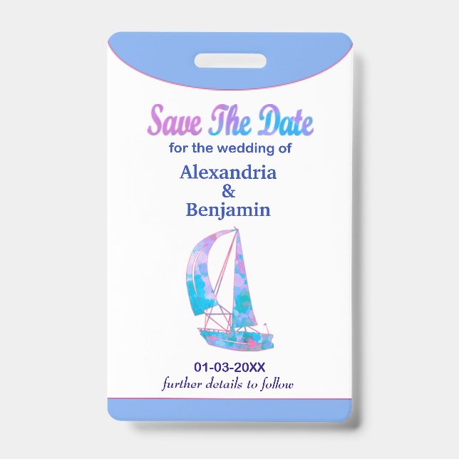 Badge Enregistrer l'aquarelle Mariage date (Avant)