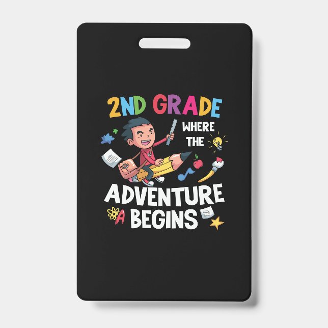 Badge Enseignant de 2e année 2e année Aventure commence (Avant)