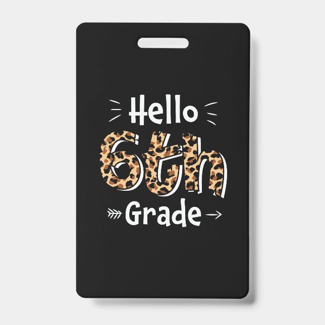 Badge Enseignant de 6e année Bonjour 6e année (Avant)