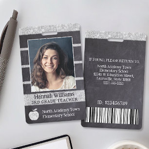 Badge Enseignant École Personnalisé Employé Photo Logo C
