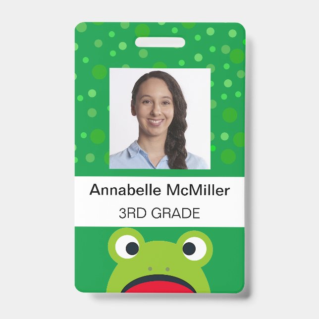 Badge Enseignant vert de grenouille (Avant)