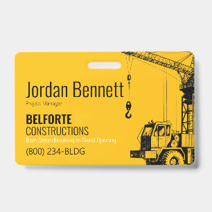 Badge Entreprise de construction, conception de grue jau