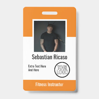 Badge Entreprise de logo personnalisé Orange Blanc