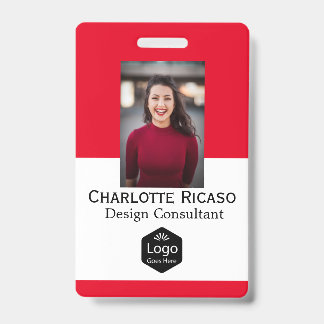 Badge Entreprise de logo personnalisé Rouge Blanc