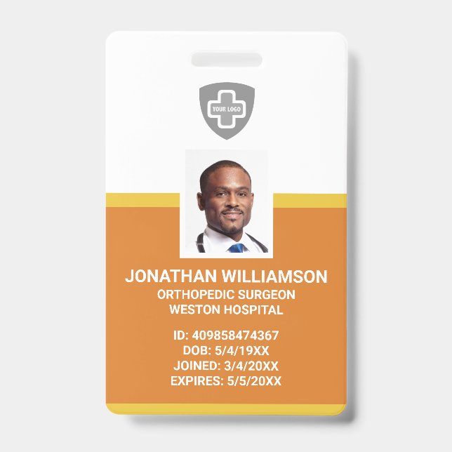 Badge Entreprise de Photo ID, Code-Barres et Logo Person (Avant)