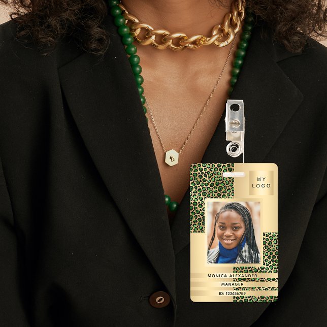 Badge Entreprise de photos de léopard vert émeraude pour (Créateur téléchargé)
