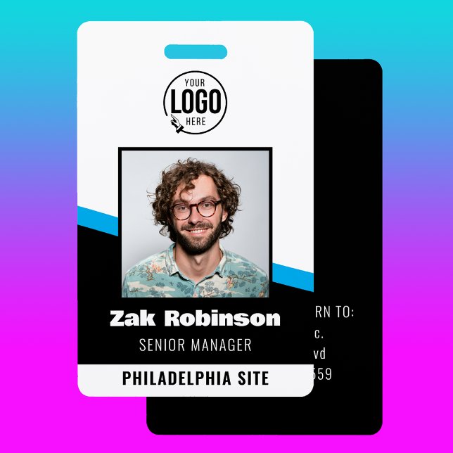 Badge Entreprise de sécurité pour la photo d'identité de (Modern Black Employee Photo ID Company Security Custom Badges)