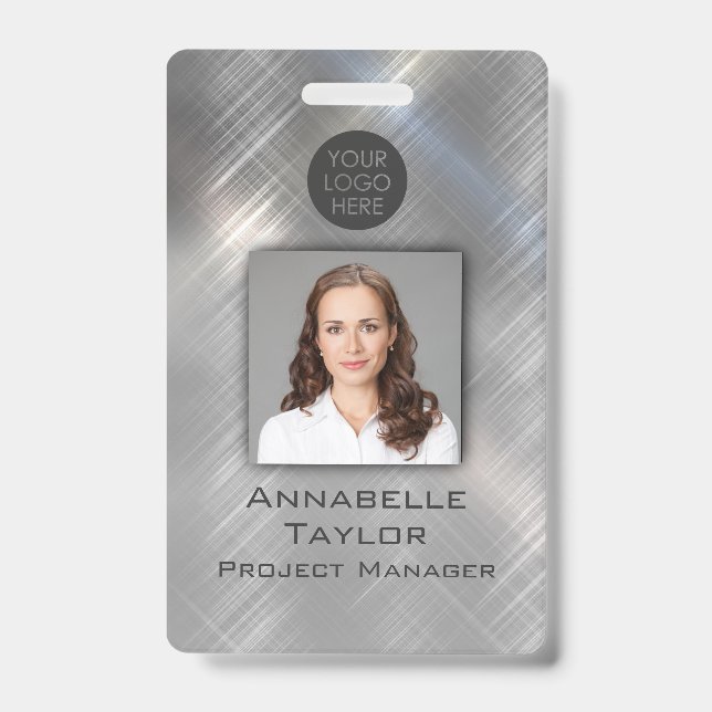 Badge Entreprise en métal brossé (Avant)