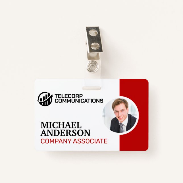 Badge Entreprise | Homme d'affaires en costume | Code ba (Devant avec clip)