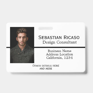 Badge Entreprise personnalisée Blanc Noir