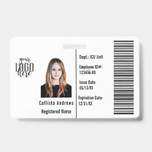 Badge Entreprise personnalisée Photo Nom du salarié Code