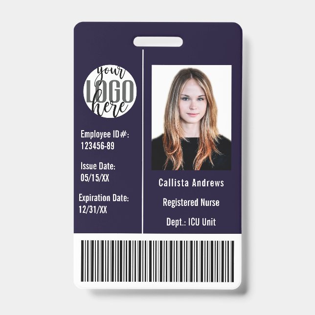 Badge Entreprise personnalisée Photo Nom du salarié Code (Avant)