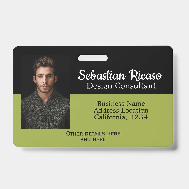 Badge Entreprise personnalisée vert noir (Avant)
