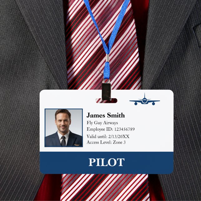 Badge Entreprise Photo Carte d'identité Pilote de Ligne  (Front )