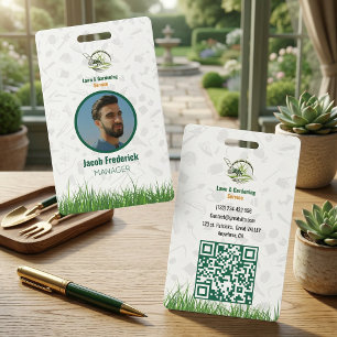 Badge Entretien de pelouse professionnel blanc et vert