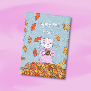 Badge Épinglette de chat gracieux d'automne