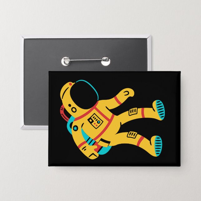 Badge Épinglette rectangulaire de l'astronaute mignon de (Recto/Verso)