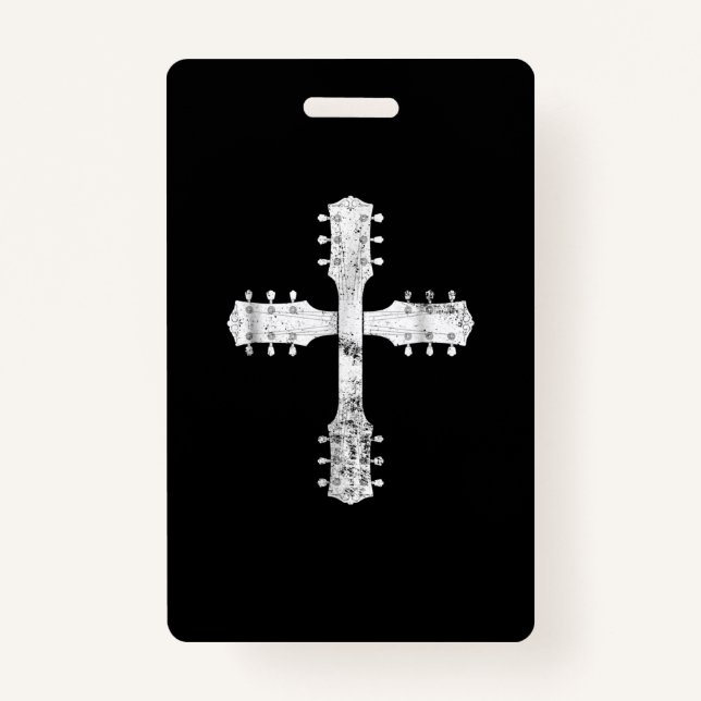 Badge équipe chrétienne de culte guitare cross (Devant)