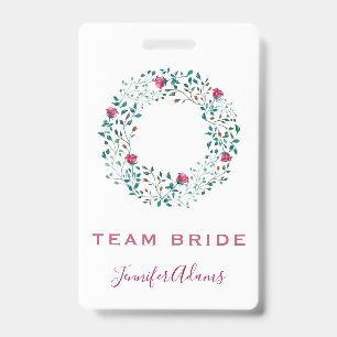Badge Équipe de la mariée Couronne de mariage florale et