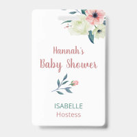 Étiquette baby shower rose Floral Hostals or Guest
