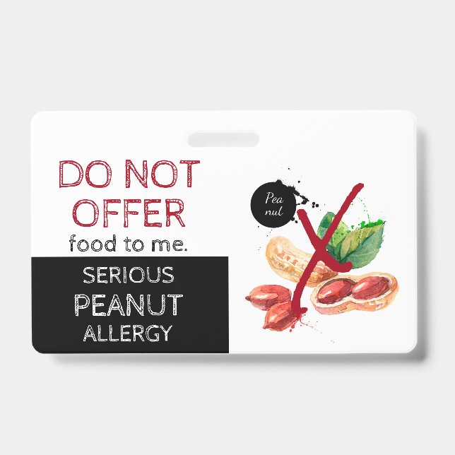 Badge Étiquette d'alerte d'allergie alimentaire aux arac (Avant)