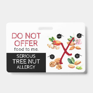 Badge Étiquette d'alerte d'allergie alimentaire aux noix