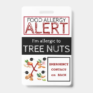Badge Étiquette d'alerte d'allergie alimentaire aux noix