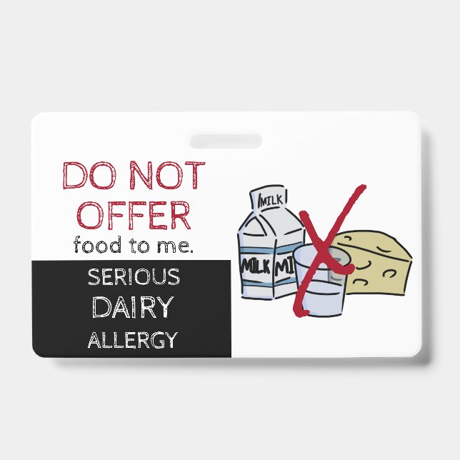 Badge Étiquette d'alerte d'allergie aux produits laitier (Avant)