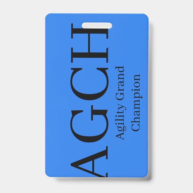 Badge Étiquette de Chenil Grand Champion d'Agilité (Avant)