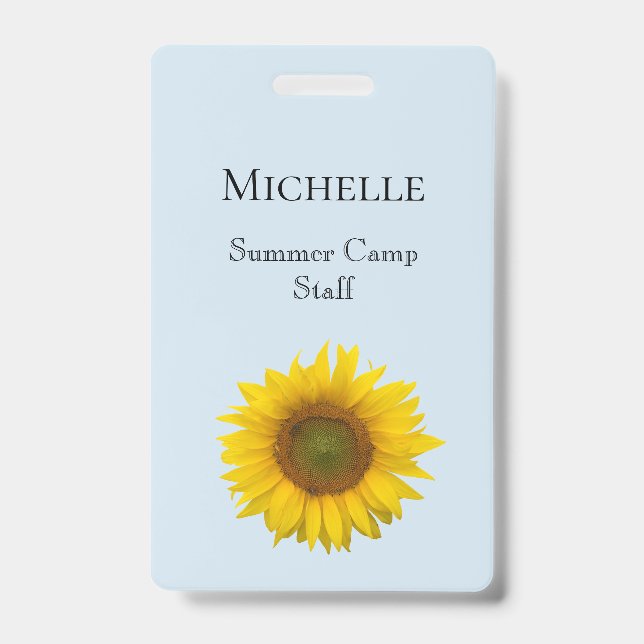 Badge Étiquette de nom de camp d'été floral tournesol ja (Avant)