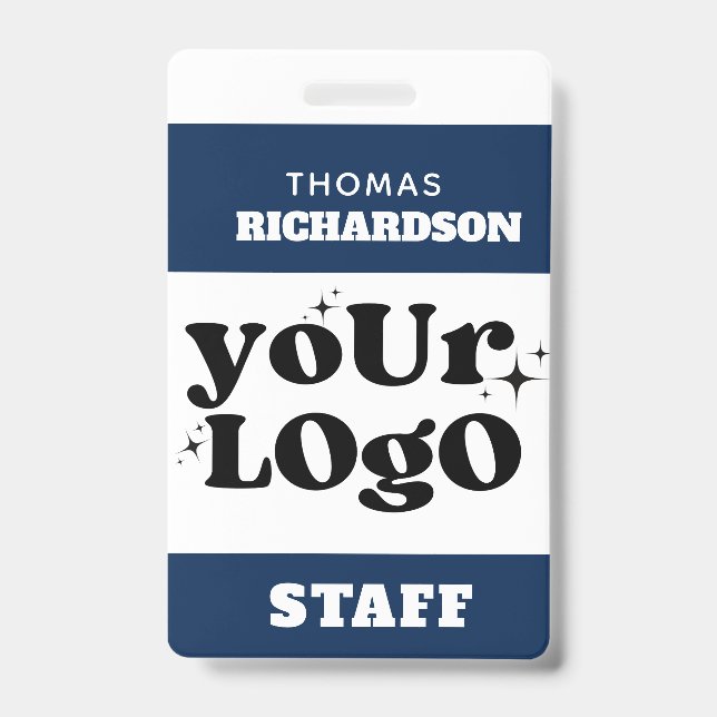 Badge Étiquette de nom d'employé chic personnalisée Logo (Avant)