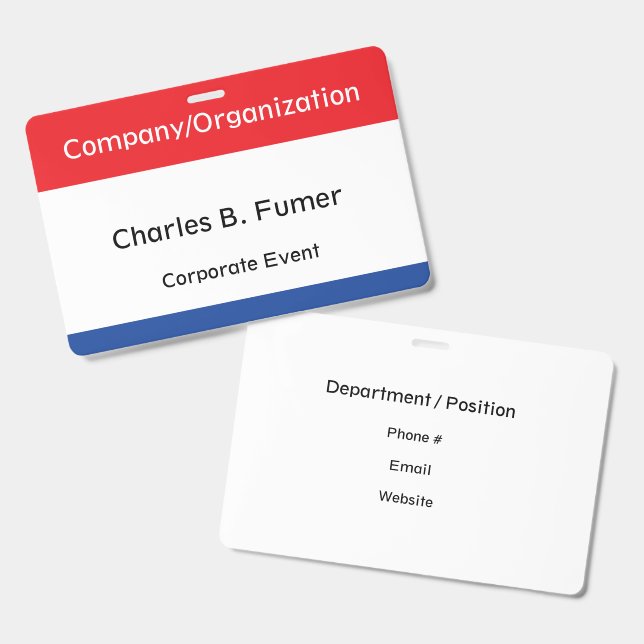 Badge     Étiquette de nom d'événement pour employés pro (Avant & arrière)