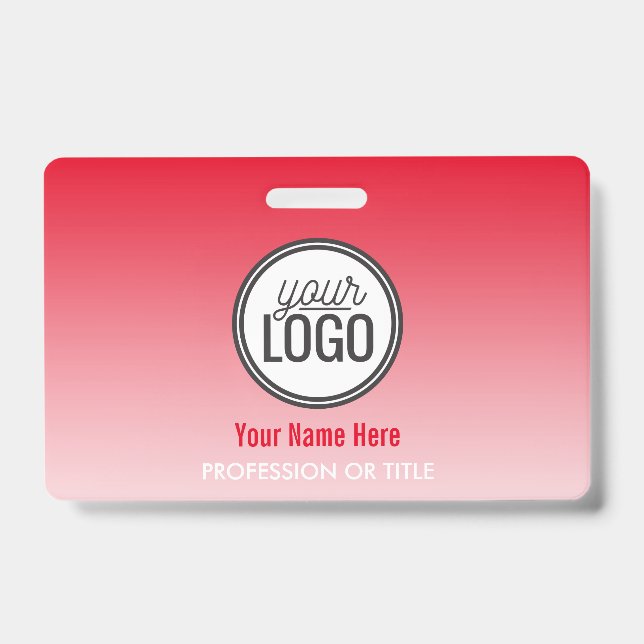 Badge Étiquette de nom professionnelle ombrée rouge mode (Avant)
