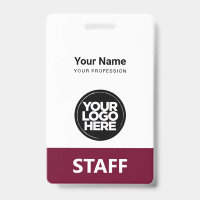 Étiquette de personnel avec nom et logo de l'entre