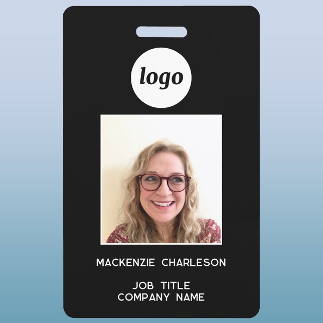 Badge Étiquette de photo de logo simple (Modern company employee photo ID name badge nametag)