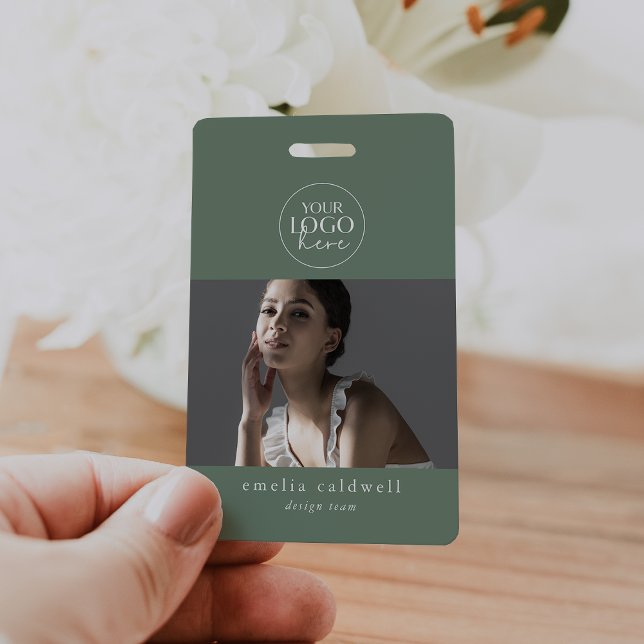 Badge Étiquette de sécurité avec nom et photo EMELIA Sag (EMELIA Sage Security Name Tag Photo Employee ID Badge)