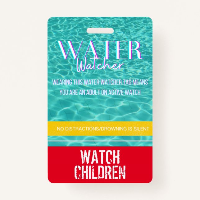 Badge Étiquette d'observation d'eau pour les piscines/la (Devant)