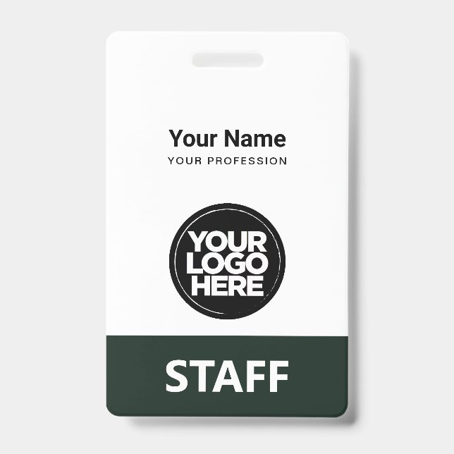 Badge Étiquette foncée verte Nom de l'employé Logo comme (Avant)