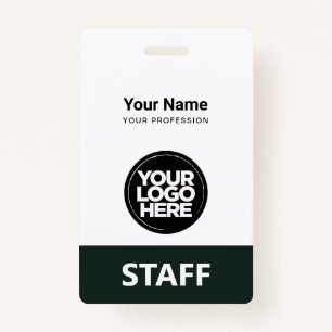 Badge Étiquette foncée verte Nom de l'employé Logo comme