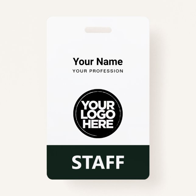 Badge Étiquette foncée verte Nom de l'employé Logo comme (Devant)