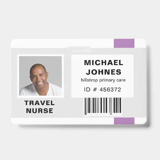 Badge étiquette nominative avec code-barres pour employé (Avant)